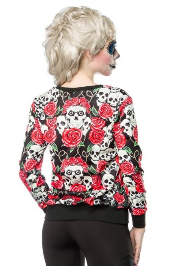 Schedel trui rood zwart xs-m