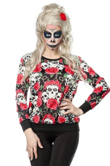 Schedel trui rood zwart xs-m