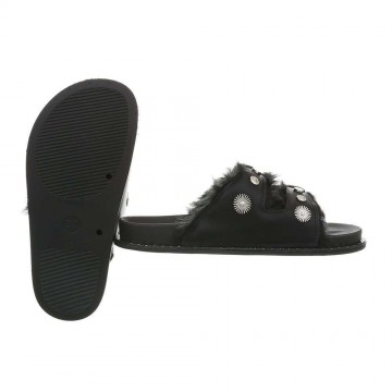 Slippers bont gespen zwart