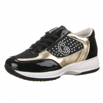 Sneakers strass met 3 cm sleehak goud zwart
