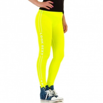 Legging tekst look sexy geel