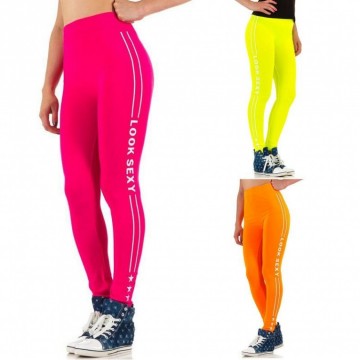 Legging tekst look sexy pink roze of geel
