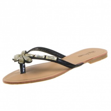 Teen slippers dames met strass zwart