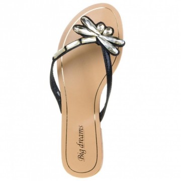 Teen slippers dames met strass zwart