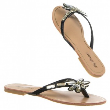 Teen slippers dames met strass zwart