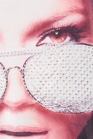 Tops dames transparant foto print strass wit