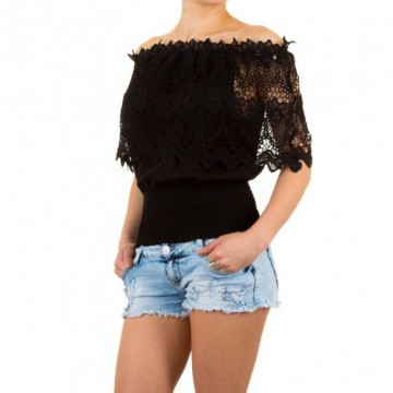 Dames top open schouders kant zwart