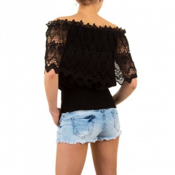 Dames top open schouders kant zwart