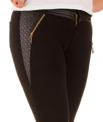 Tregging broek rits lederlook zwart maat M