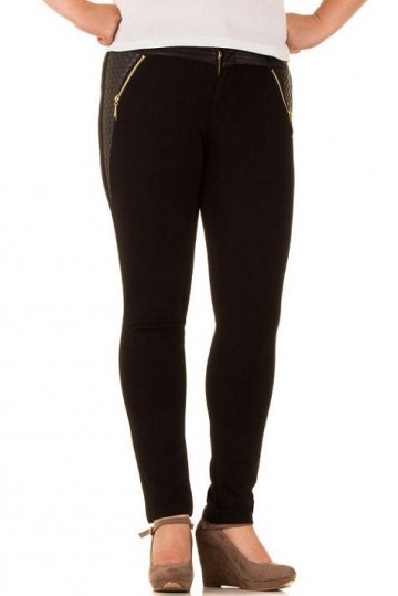 Tregging broek rits lederlook zwart maat M