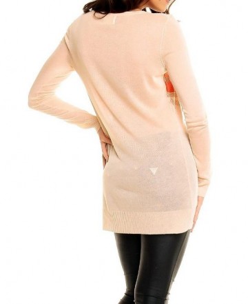 Trui dames met hartje glitter garen beige licht roze
