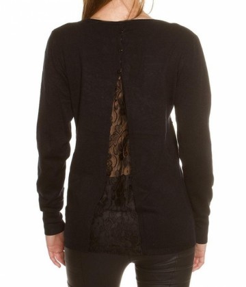 Trui strass London tekst kant zwart Koucla