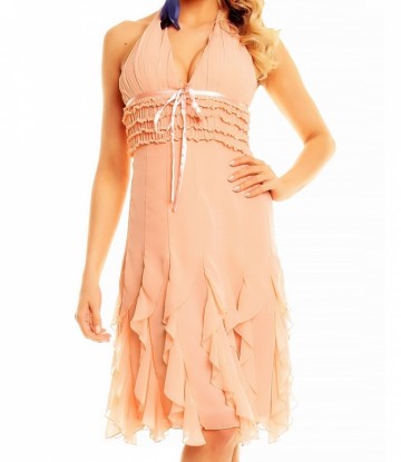 Chiffon jurkje zalm roze