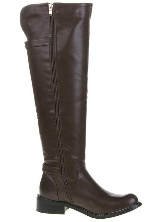 Overkneelaarzen gespen rits 47 cm bruin Overknee laarzen Overkneelaarzen gespen rits 47 cm bruin Overknee laarzen