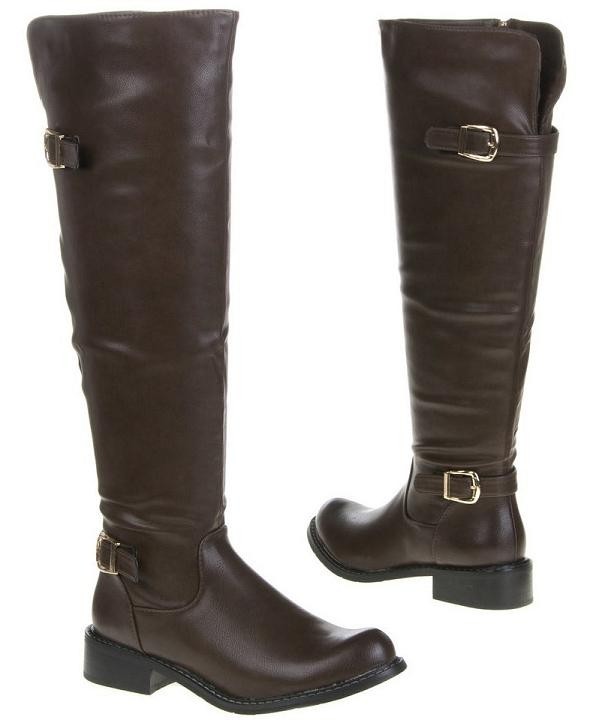 Overkneelaarzen gespen rits 47 cm bruin Overknee laarzen Overkneelaarzen gespen rits 47 cm bruin Overknee laarzen
