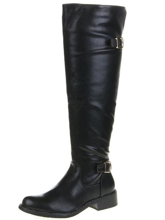 Overkneelaarzen gespen rits 47 cm zwart Overknee laarzen Overkneelaarzen gespen rits 47 cm zwart Overknee laarzen
