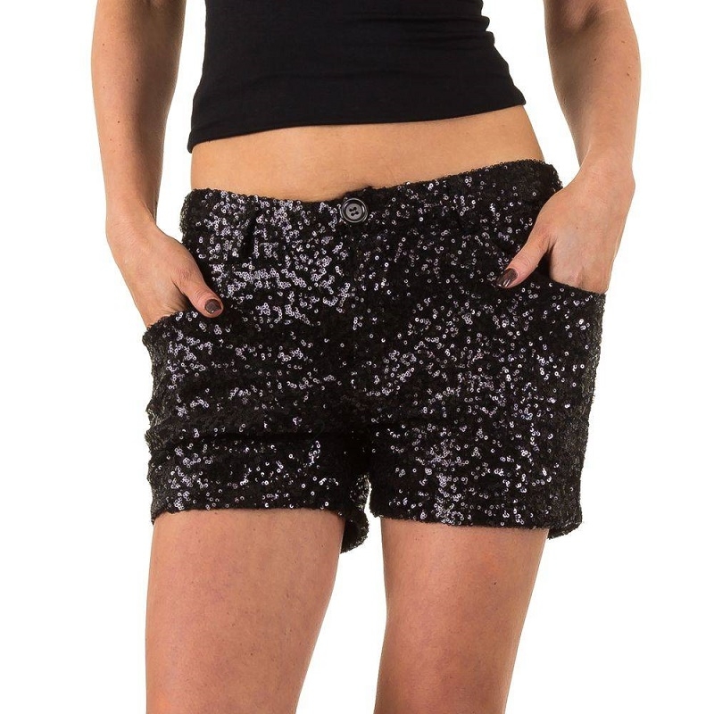 Verrassend Korte broek pailletten zwart - Shorts - Mini-jurken.nl OT-58