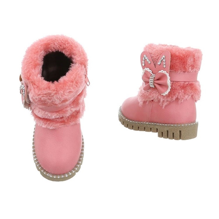 Meisjes winter laarzen bont gevoerd roze - Meisjes - Mini-jurken.nl