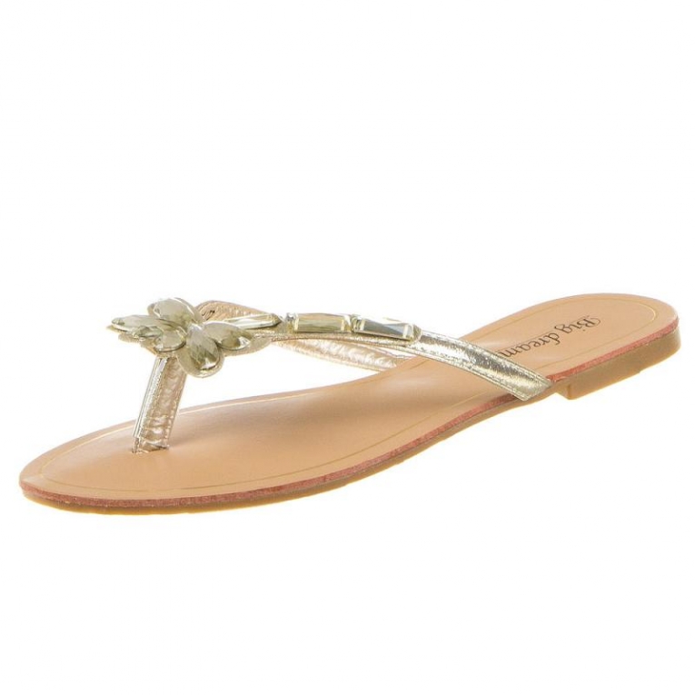 Muf Kinematica zuiger Teen slippers dames met strass goud - Slippers sandalen - Mini-jurken.nl