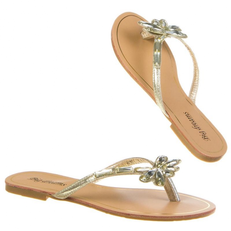 Muf Kinematica zuiger Teen slippers dames met strass goud - Slippers sandalen - Mini-jurken.nl